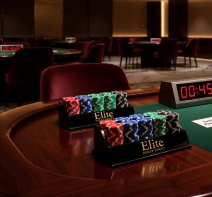 Turniejowy sprzęt pokerowy: zegary, przydzielniki miejsc i zestawy do organizacji rozgrywek