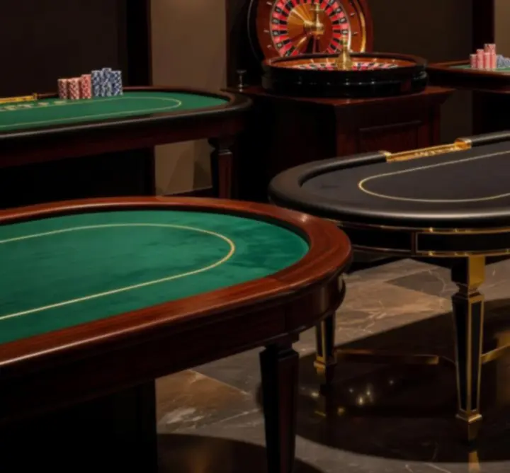 Stoły pokerowe tematyczne inspirowane kasynami Vegas i Monte Carlo
